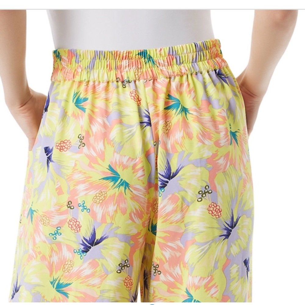 Jessica Simpson Winnie Print Yellow and Purple Wide Leg Soft Pants - Picture 5 of 7